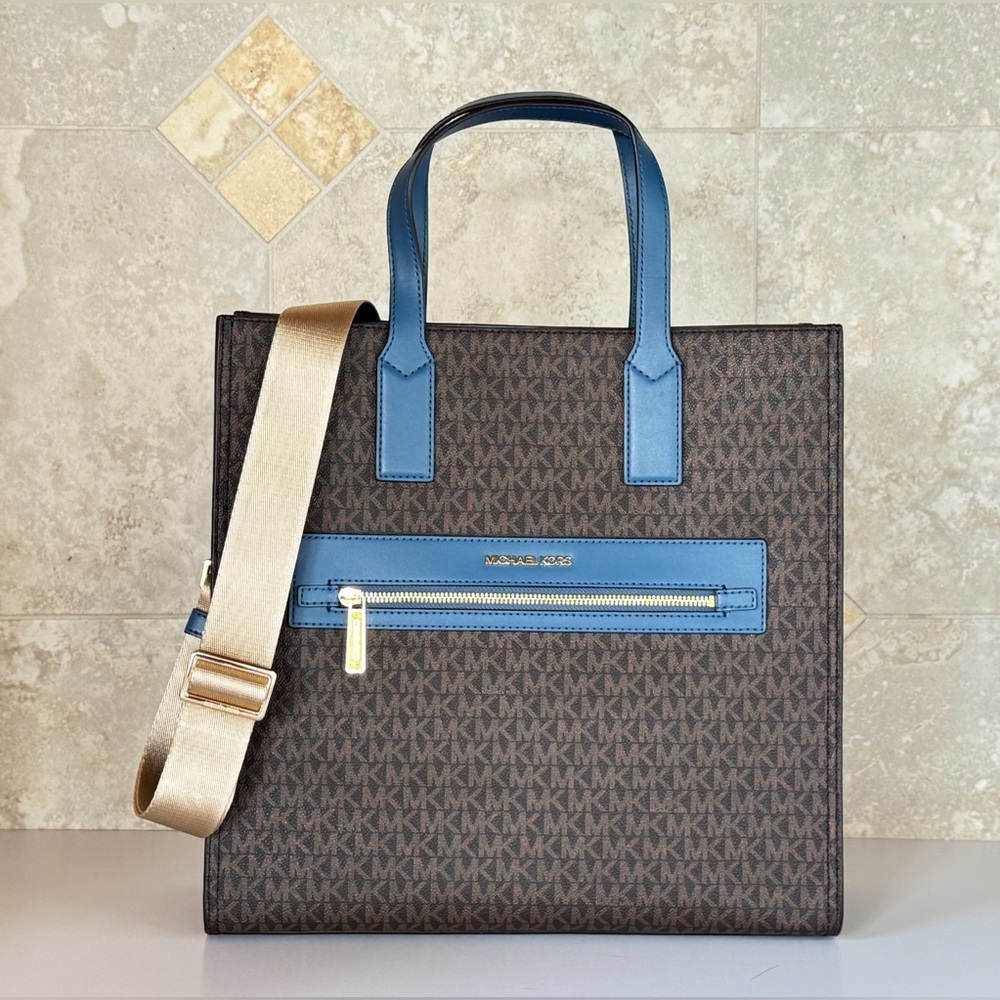 Michael Kors Kenly NS Tote Bag MK Brown Blue